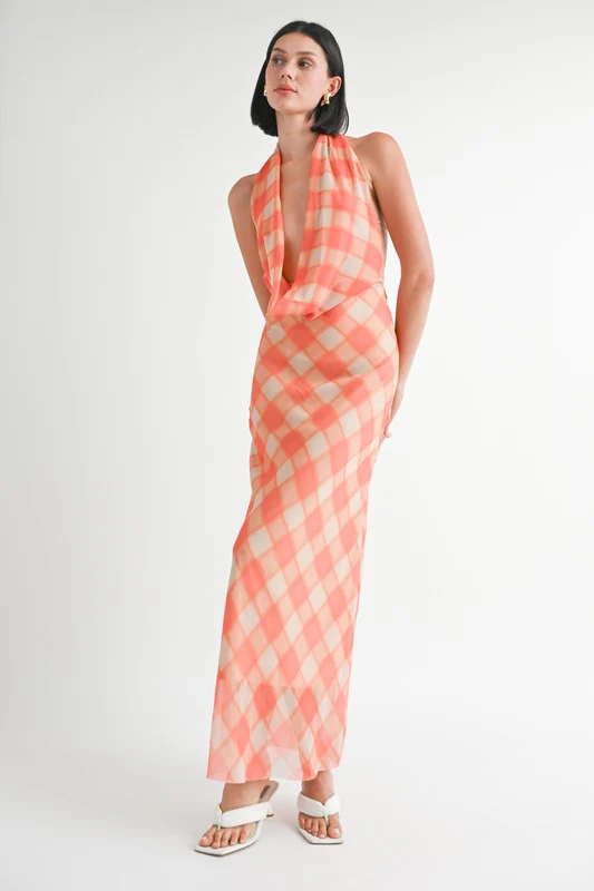 SPRING BABE HALTER MAXI SATIN DRESS - Image 3