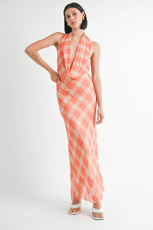 SPRING BABE HALTER MAXI SATIN DRESS - Image 4