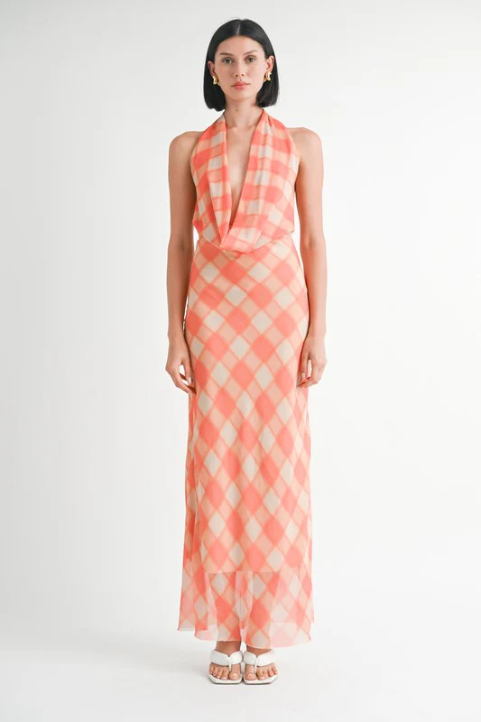 SPRING BABE HALTER MAXI SATIN DRESS - Image 5