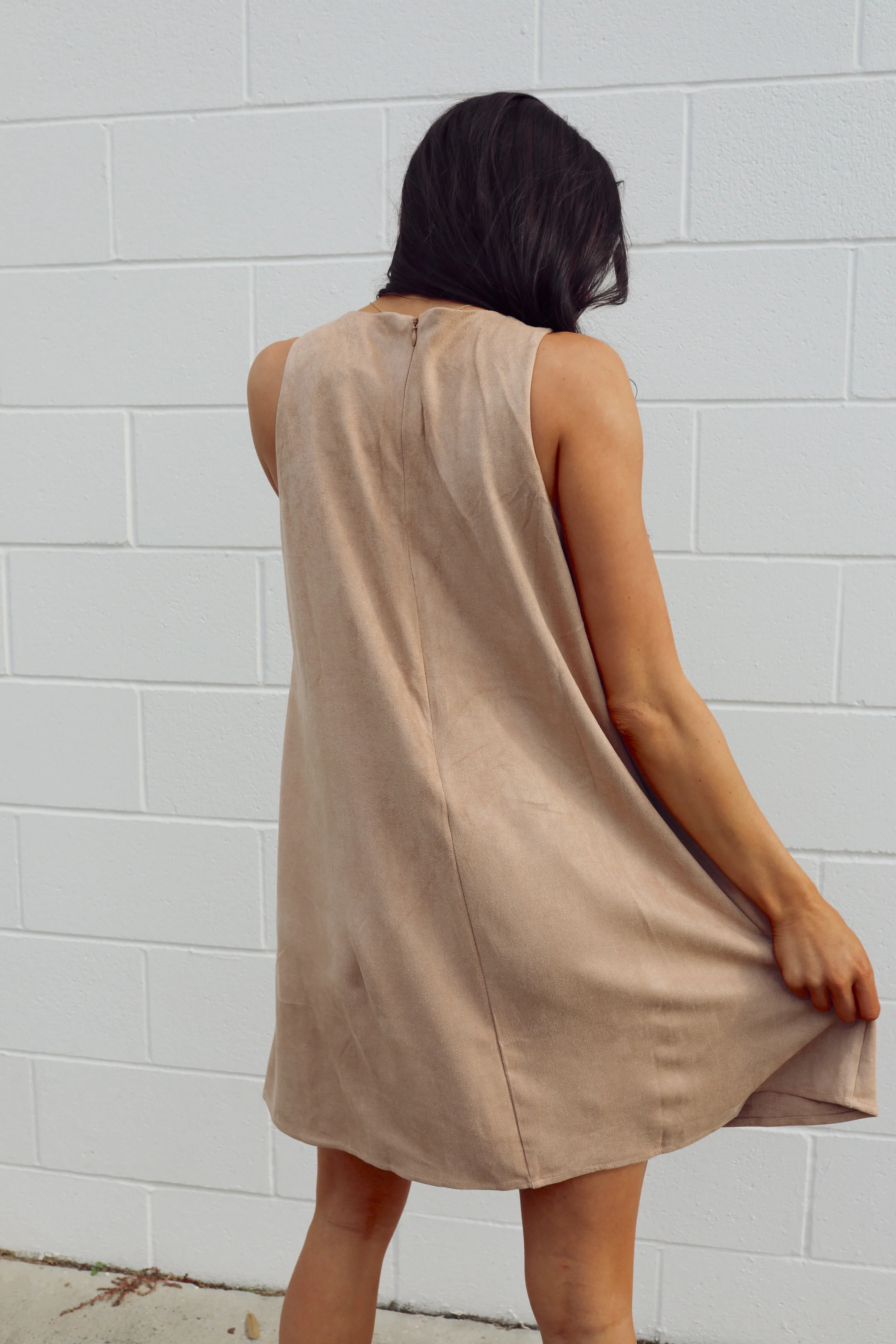 SIZE LARGE Latte A Day Suede Dress - Image 11
