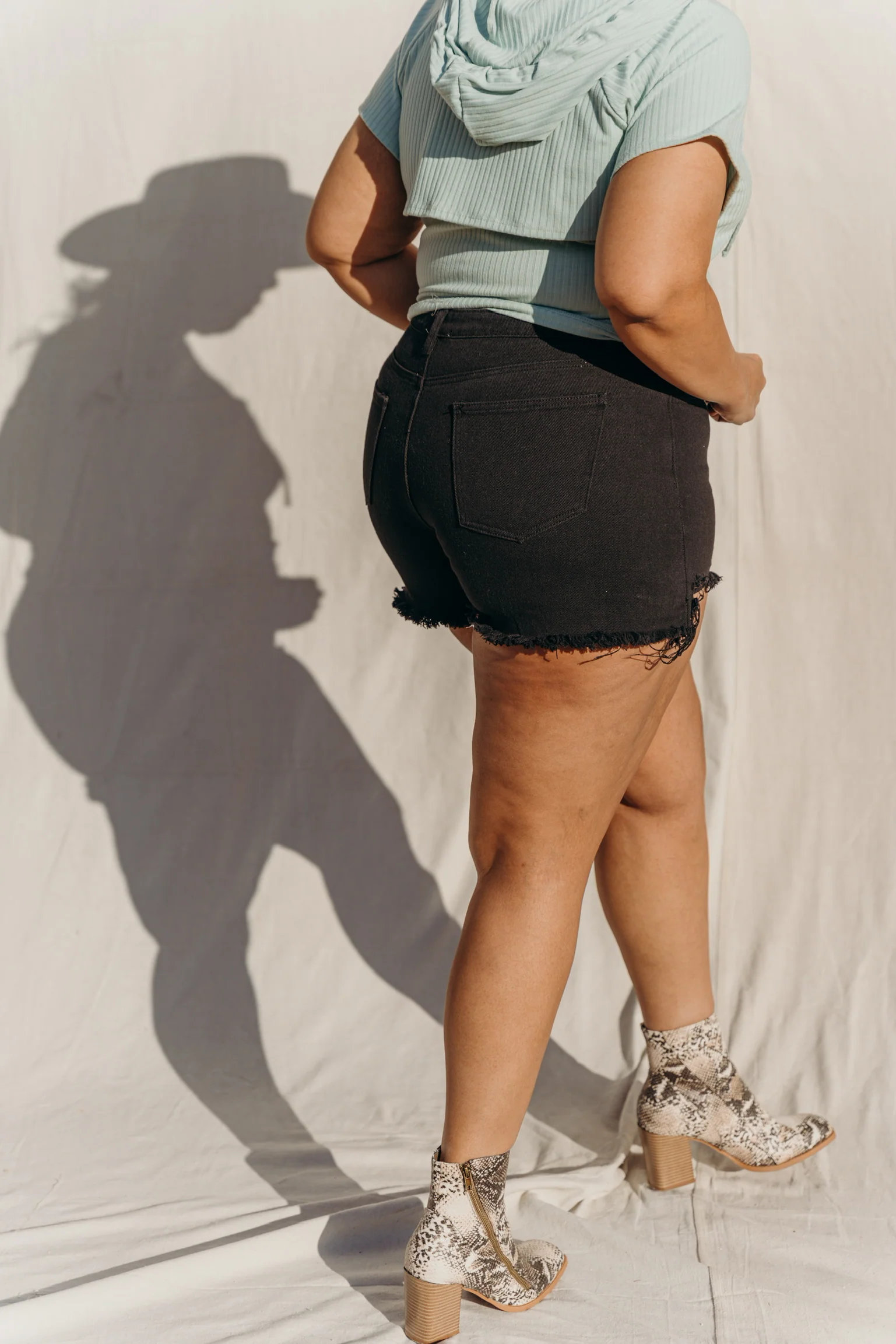 PLUS SIZE Novah Distressed Denim Shorts - Image 8